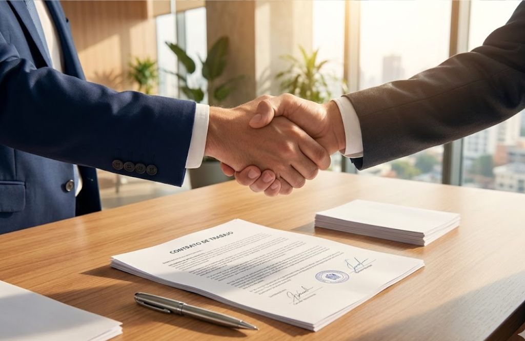 Firma contrato laboral exitoso acuerdo graduado social empresa trabajador