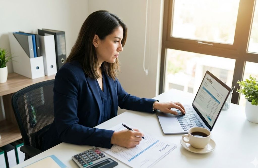 Profesional gestión nóminas trabajo oficina graduado social precisión